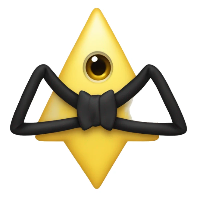 One-eyed yellow triangle with a bow tie, long and thin black arms and legs sticker