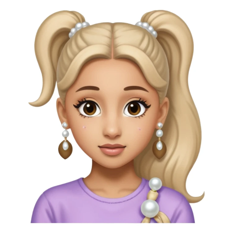 Ariana grande with a pony tail and pearl earrings  sticker