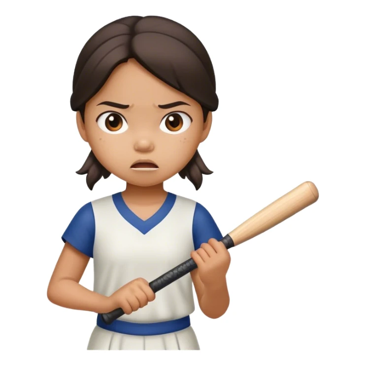 little angry filipina girl holding baseball bat sticker