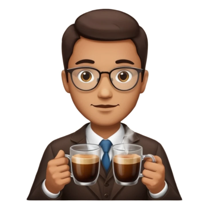 a man with two glasses of coffee sticker