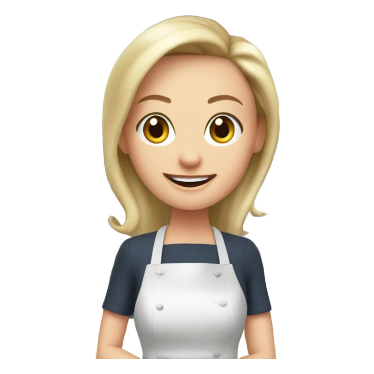 White woman in a birthday dress cooking while teaching a graduate class on her birthday sticker