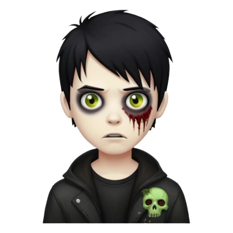 boy zombie with black hair emo sticker