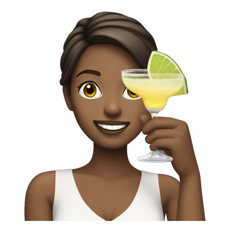 Pale brunette holding margarita smiling  sticker
