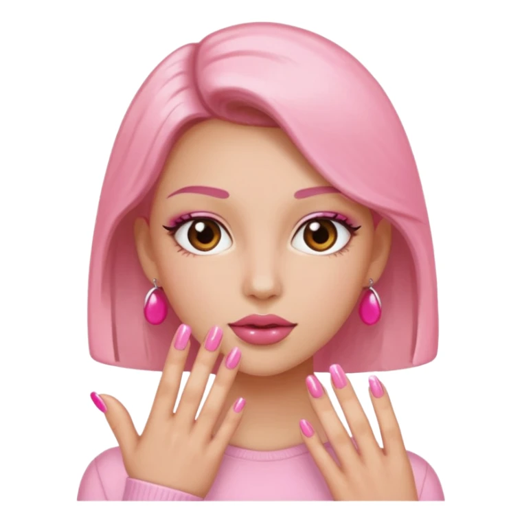 Emoji uñas acrilicas rosadas sticker
