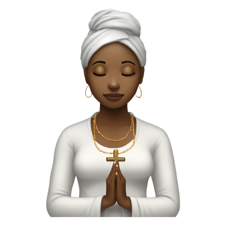 Black woman praying with cross necklace in hands sticker