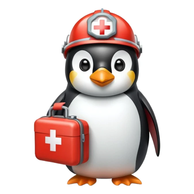 penguin medic with first aid kit and helmet sticker