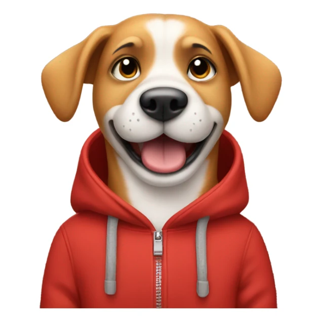 Dog wearing a red sweatshirt giving a thumbs up with a smile on its face  sticker