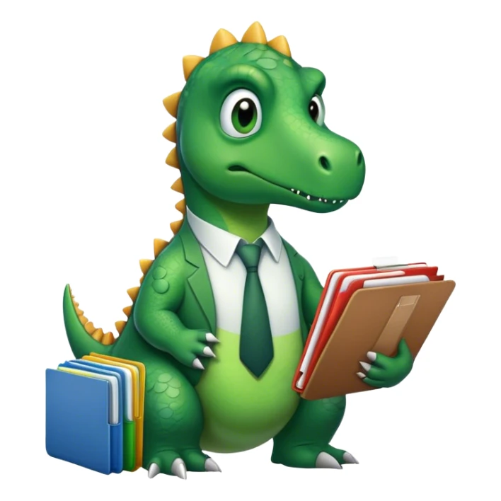 sad office dinosaur holding folders sticker