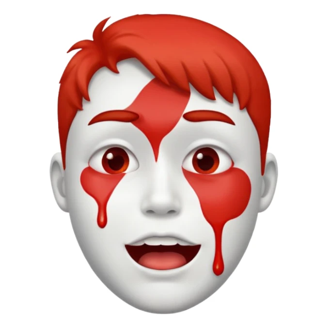 A face showing physical delight and a red face with white paint around its mouth With lots of drool sticker