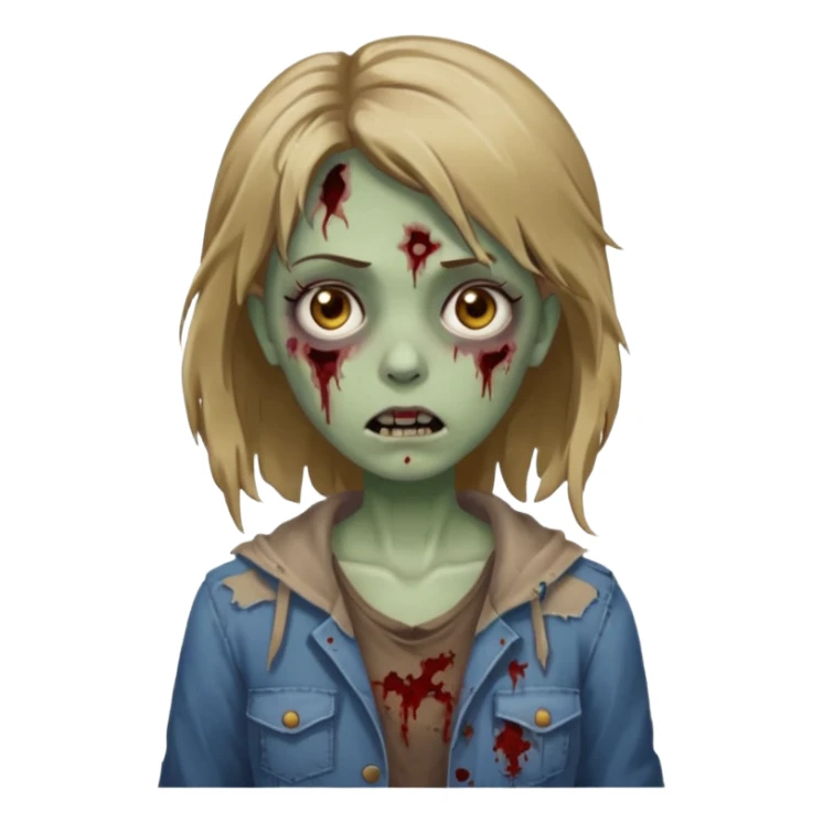 Zombie girl medium dark blonde hair brown eyes  sticker