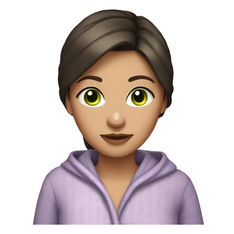 Brunette green eyed woman in pajamas sticker