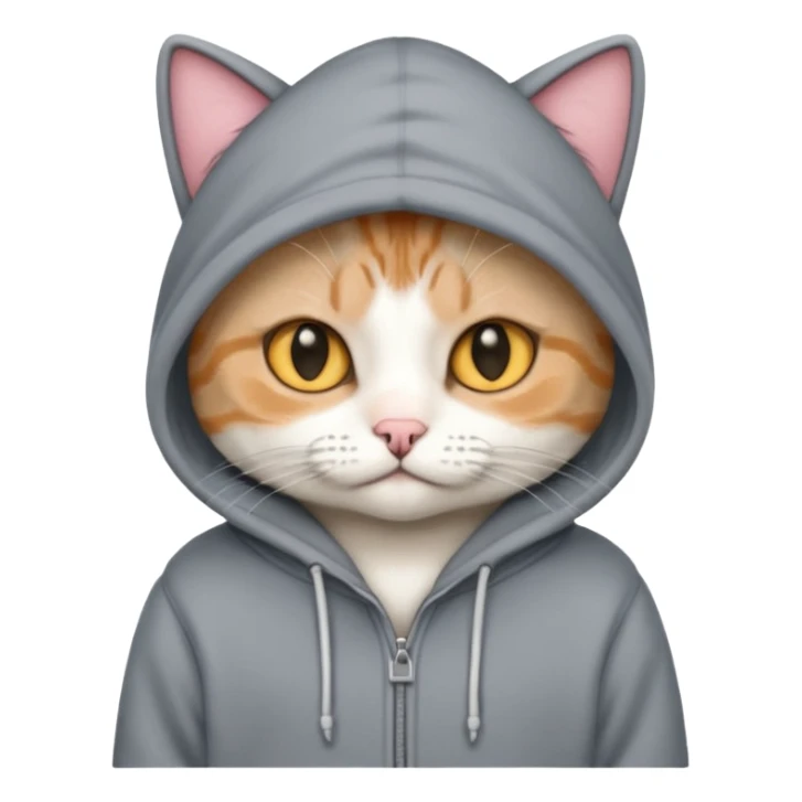 American short hair cat with a hoodie on sticker