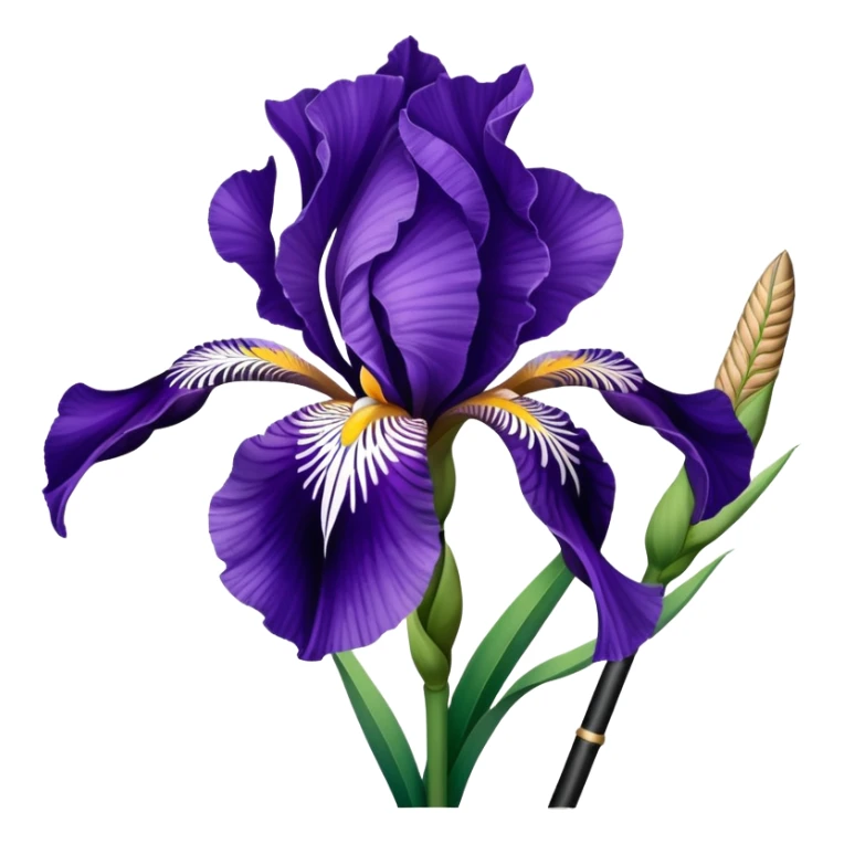 Beautiful purple iris flower with distinctive three falls and three standards, showing typical iris shape with sword-like leaves sticker