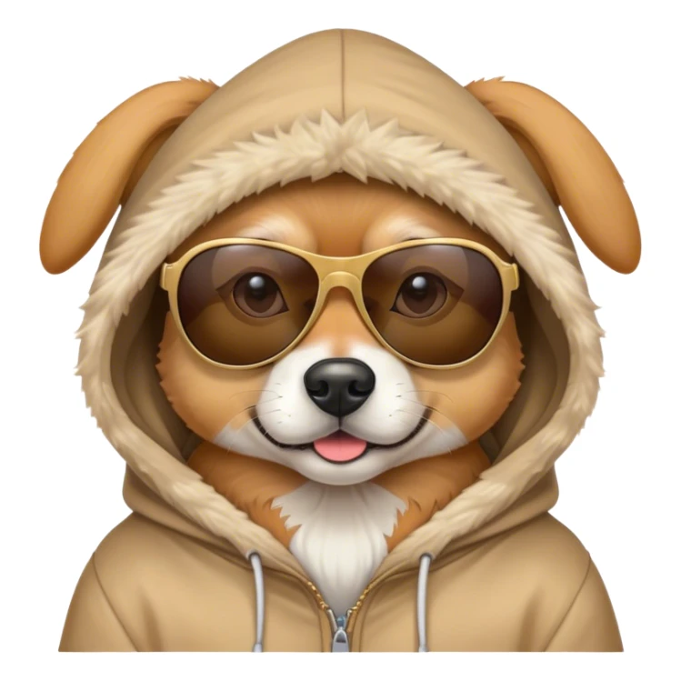Dog wearing hood and sunglasses  sticker