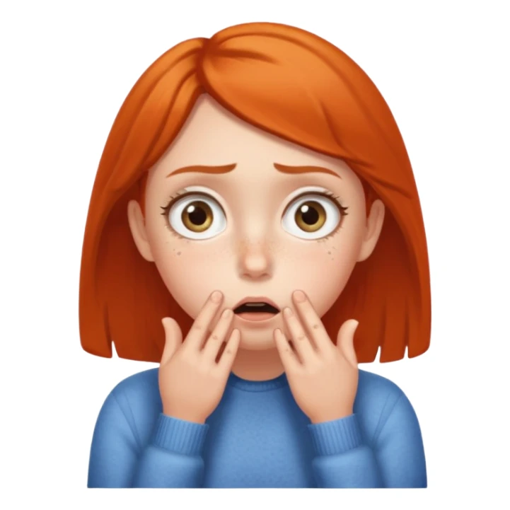 surprised emoji, hands on cheeks, big eyes sticker