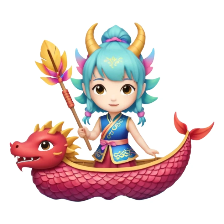 a-chibi-girl-dressed-as-a-dragon-boat-drummer,-holding-soft-pastel-drumsticks,-standing-in-a-fluffy-dragon-boat,-colorful-festival-ribbons-flying,-sparkles-and-cute-mini-fish-swimming-below,-soft sticker