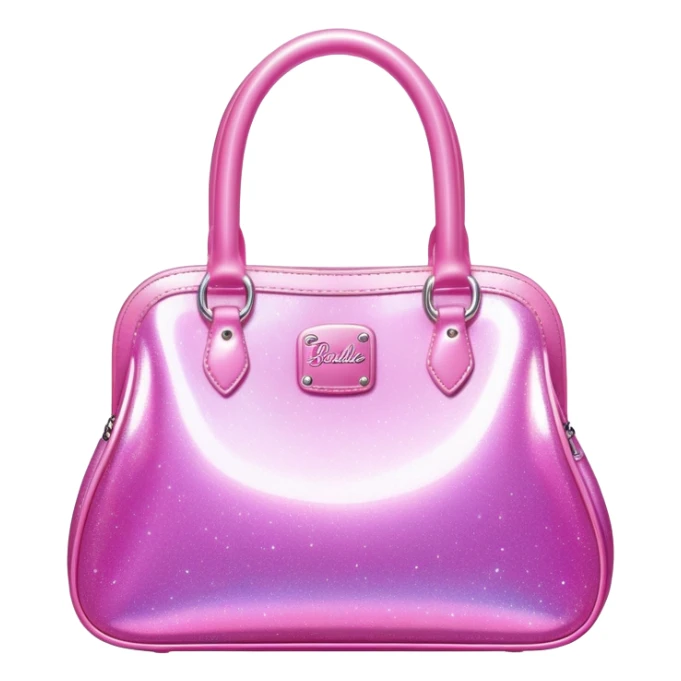 pink shiny sparkly glittery Barbie-style bag sticker
