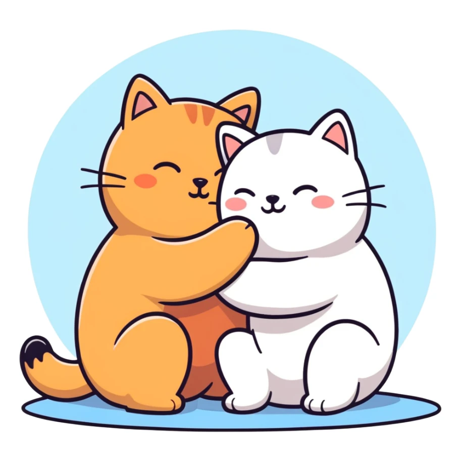 Gattino che massaggia le spalle a un orso  sticker