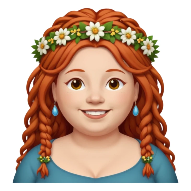 fat redhead woman with dreadlocks and floral tiara sticker
