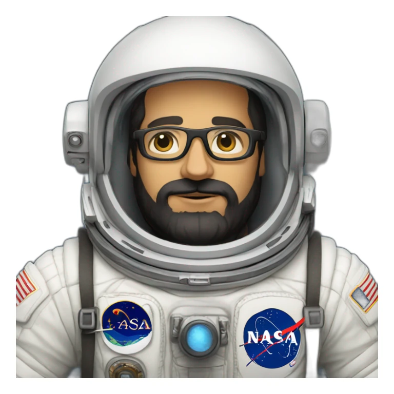 proud caucasian astronaut with black beard and white glasses sticker