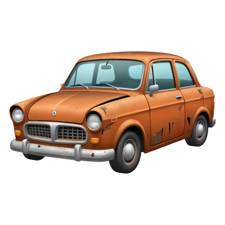 a rusty crappy demolished car sticker