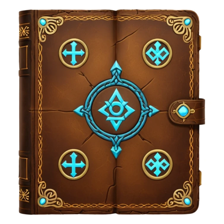 Spell Book – Old leather book glowing with runes sticker