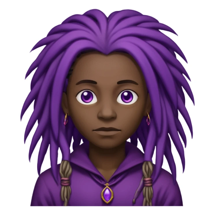 mysterious creature with long dreadlocks and dark purple evil aura sticker