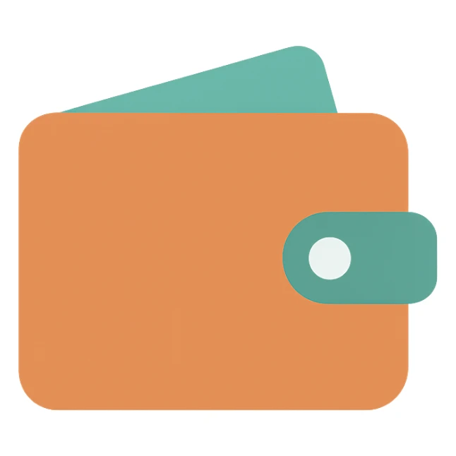 wallet icon, color accent, contemporary icon style sticker