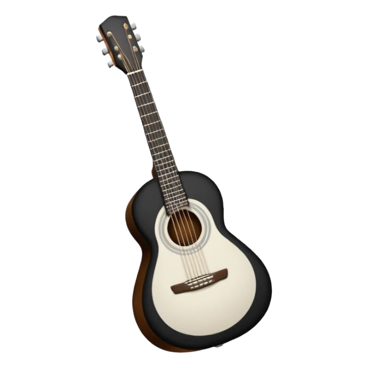 emoji de violão acústico contornado em preto e branco sem cor sticker