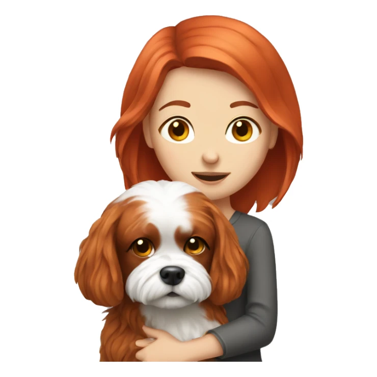 Red headed girl with her shitzu dog  sticker