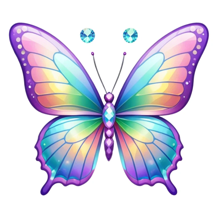 Pastel sparkly glittery iridescent rainbow crystal butterfly sticker