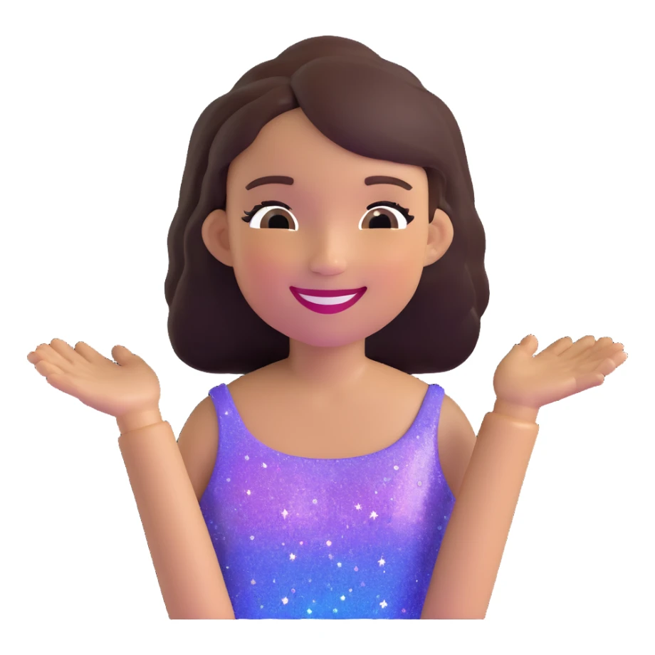 girl with radiant skin and sparkles, smiling sticker