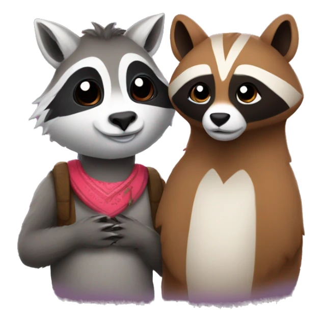Lama and raccoon in love sticker