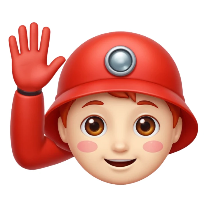 red blood cell with a cute face waving goodbye, cheerful expression sticker