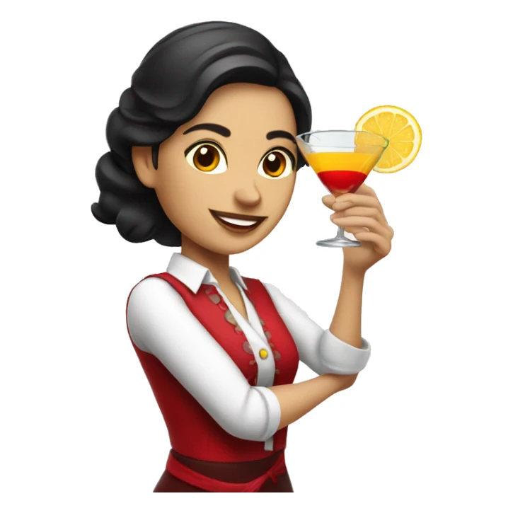 Spanish waiter woman with cocktails  sticker