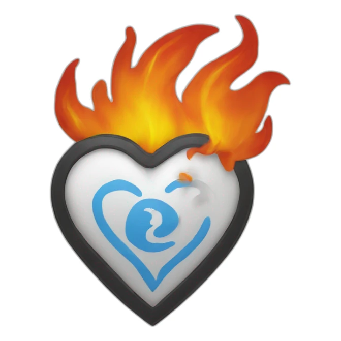 Un cœur en flamme sticker
