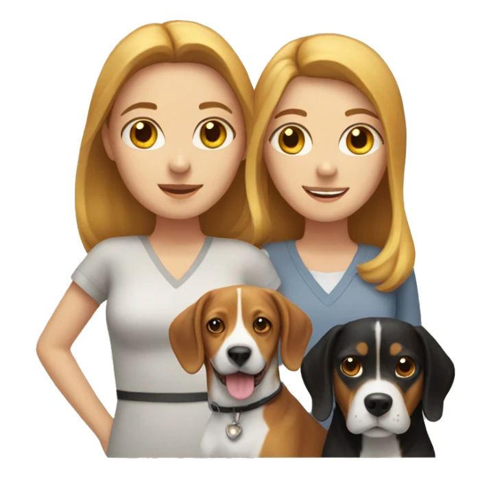 two white women couple, with one beagle dog, three cats sticker