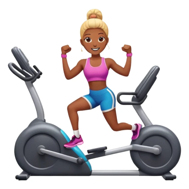 Enthusiastic character exercising with vibrant gym equipment sticker