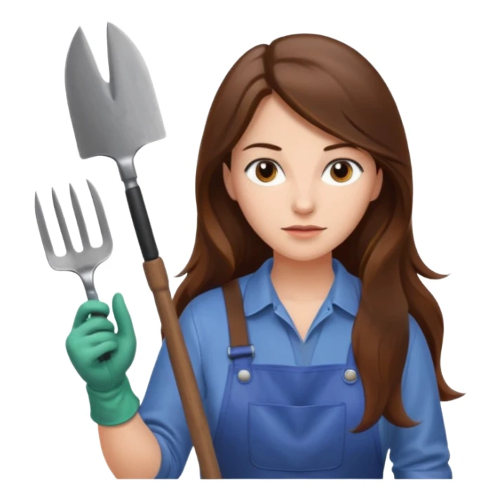 long brown hair white serious woman Gardening sticker