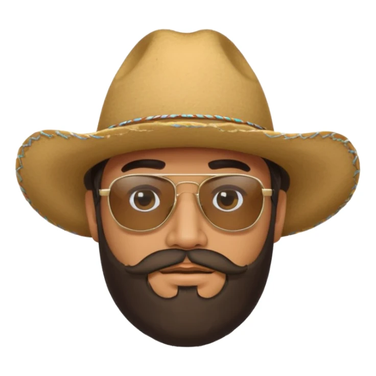 Mexican man with cowboy hat, beard and sunglasses sticker