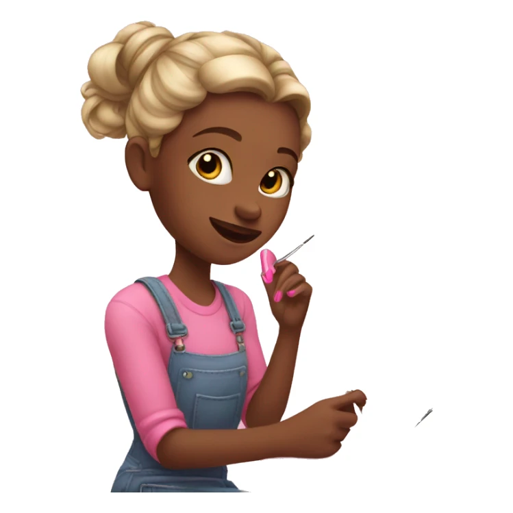 Girl painting her Nails pink sticker