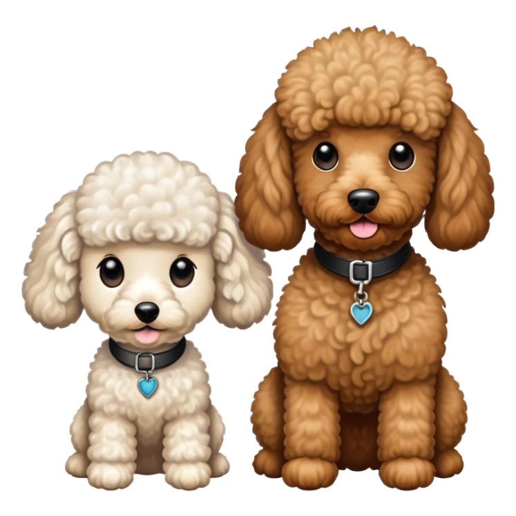 2 dogs, one is a tan Berenedoodle with a poodle cut, the other is a black Berenedoodle with white eyebrows . Make both same size sticker