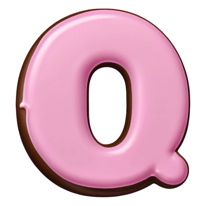 “Single pink bubble letter c, white outline, bottom dipped in chocolate with pink frosting drizzle, kawaii style, glossy, soft shading, clean outline, transparent background, Discord emoji size” sticker