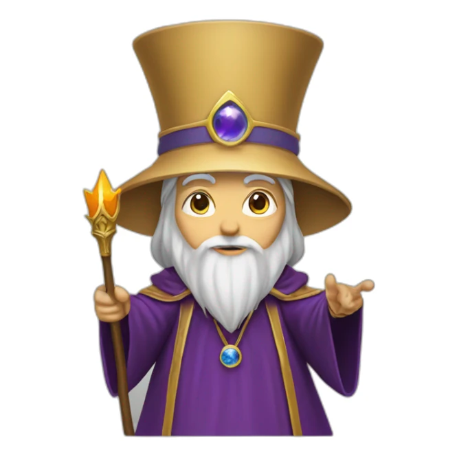 wizard in the style of Merlin, with the queen pointing upwards sticker