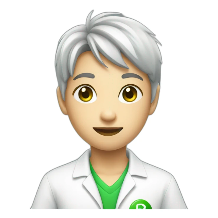 a pupil in white shirt with a green logo on shirt sticker