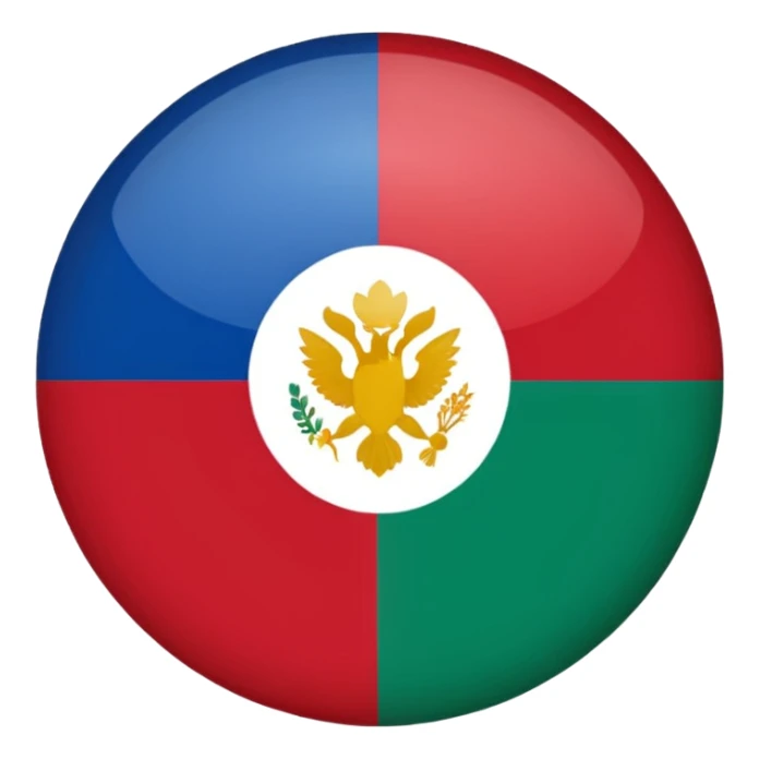 emoji de bandera gitana azul verde y círculo  ROJO en el centro  sticker