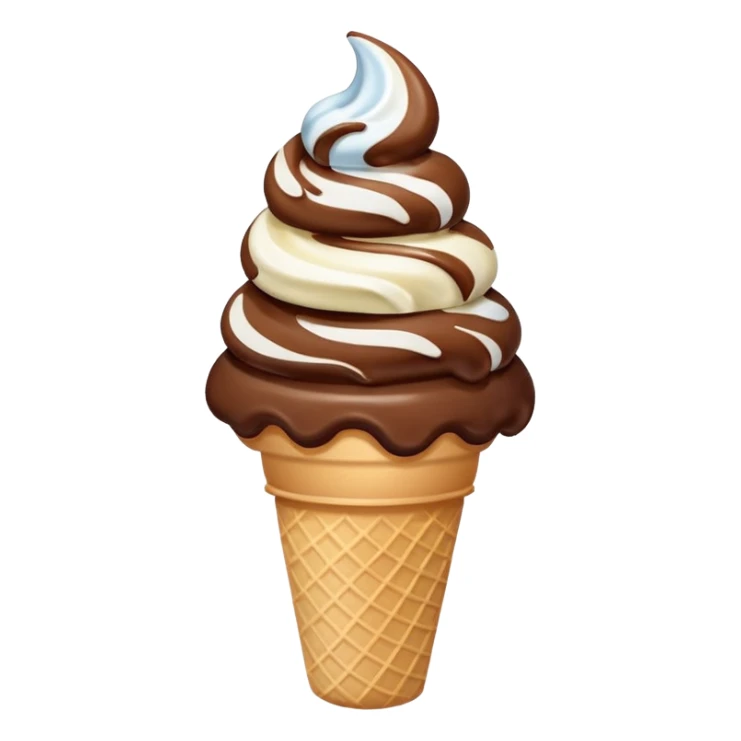 Chocolate vanilla swirl soft serve ice cream cone sticker