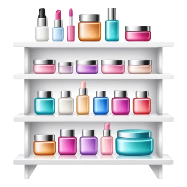 single white shelf with few beauty products and sparkles sticker