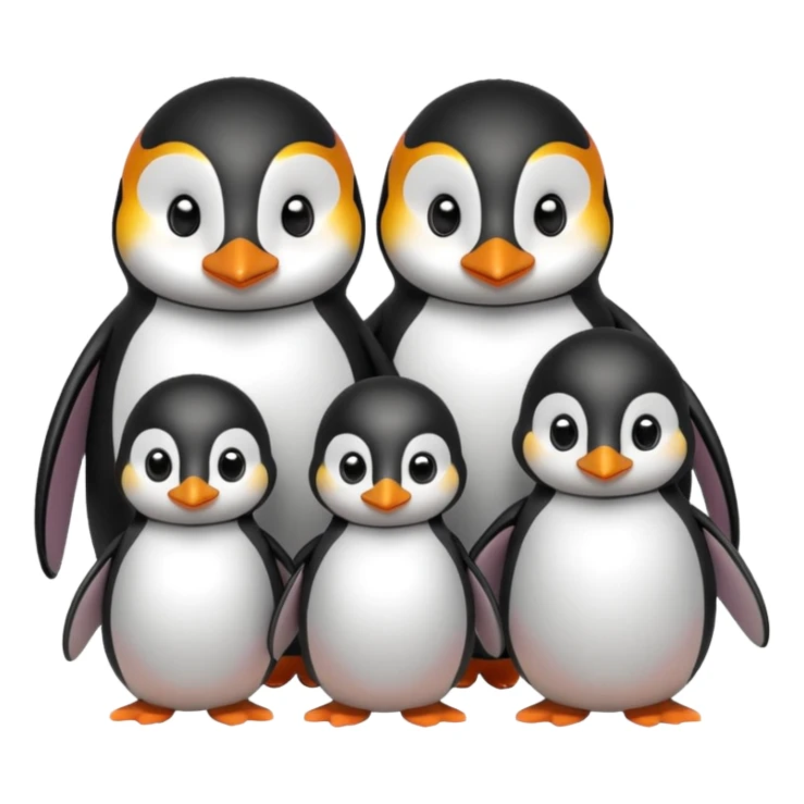 Savino the penguin,Moshi the doll and their parents sticker