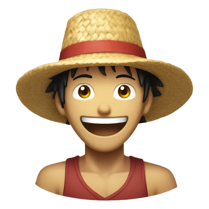 Smiling emoji wearing the Straw Hat from one piece  sticker